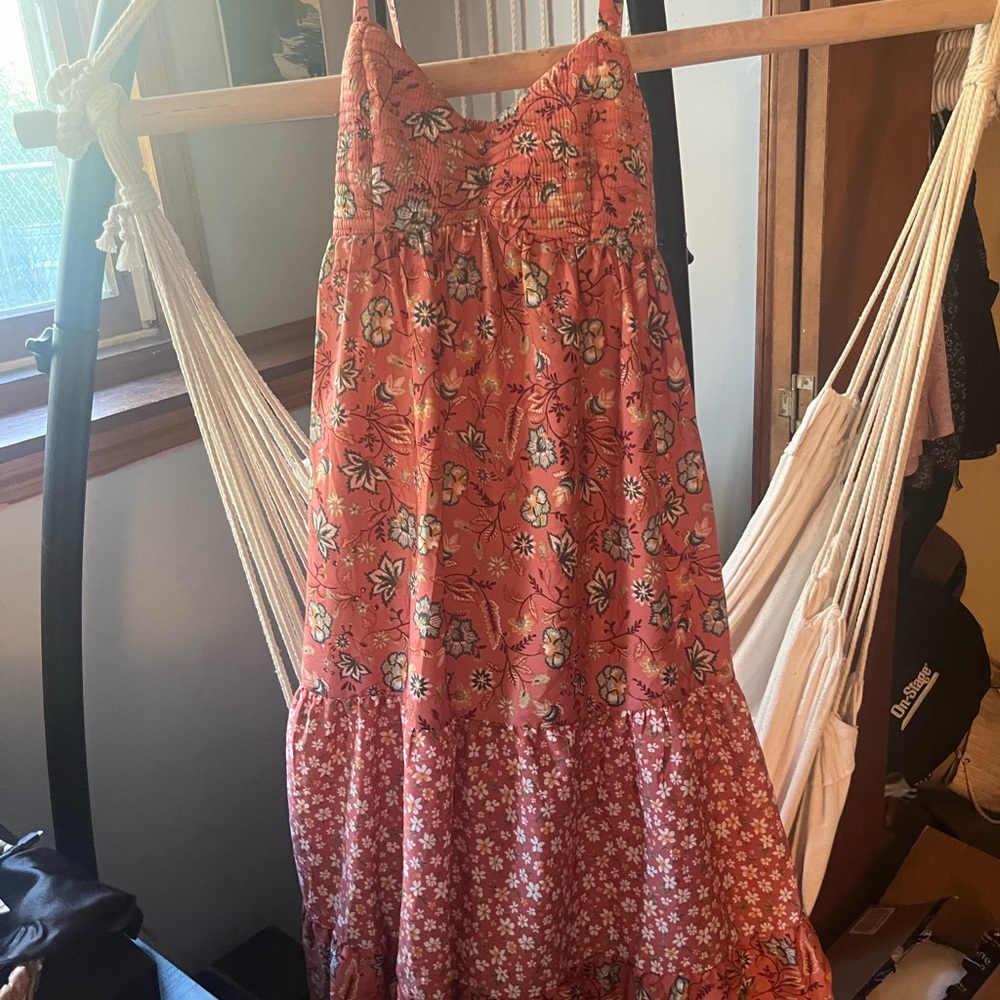 Pink floral maxi dress